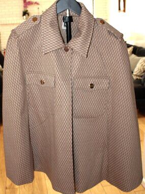 NWOT Anne Klein Herringbone Cape Coat Size L